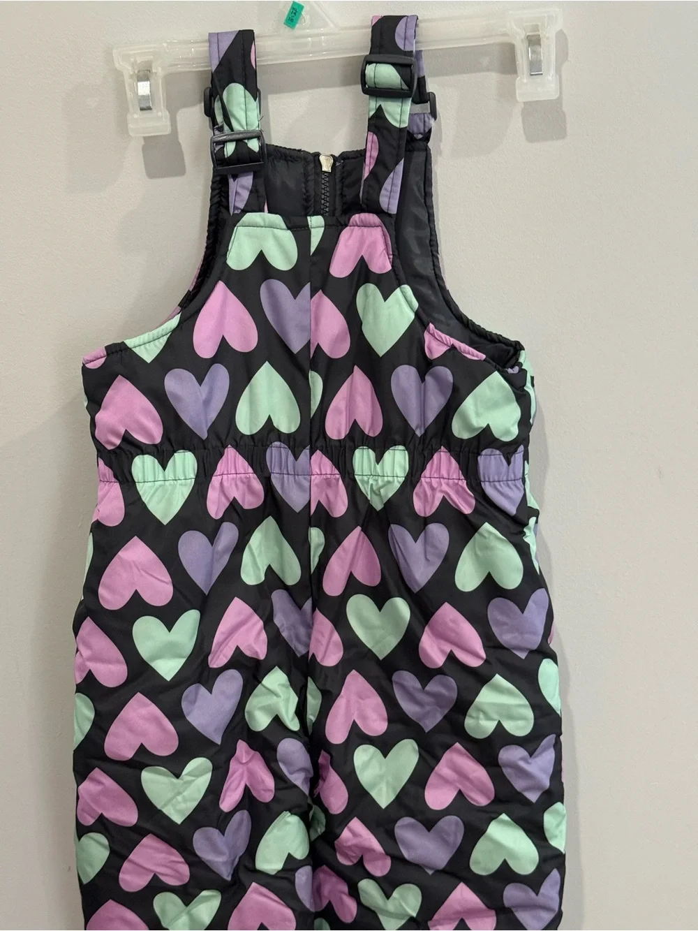 Pink Platinum 5/6 Kids Black Heart Snow Bib Overalls Pink & Mint Hearts 560